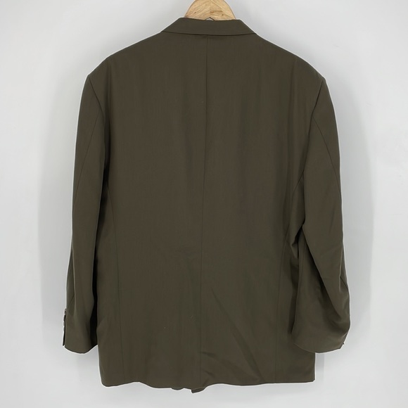 CITY STREETS 47S double breast business suit blazer olive green mens - Picture 2 of 5